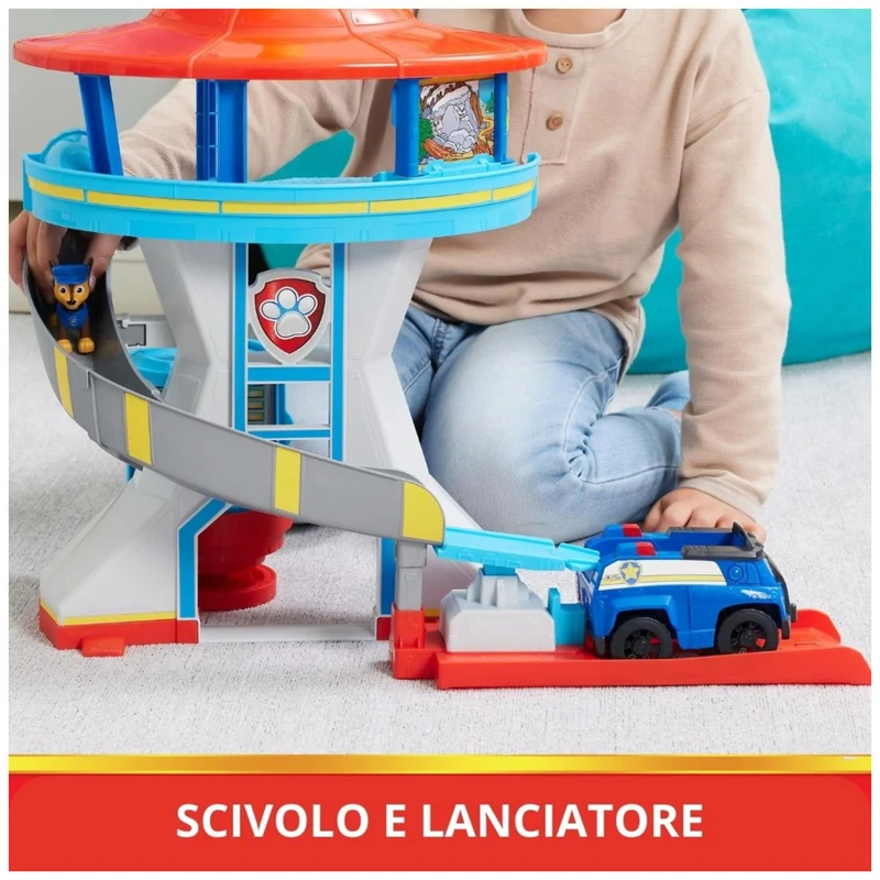 Paw Patrol, Quartier Generale, con Lanciatore per Veicoli, 2 Personaggi Paw Patrol, Veicolo della Polizia di Chase e Accessori, Giocattolo per Bambini e Bambine, 3+ anni