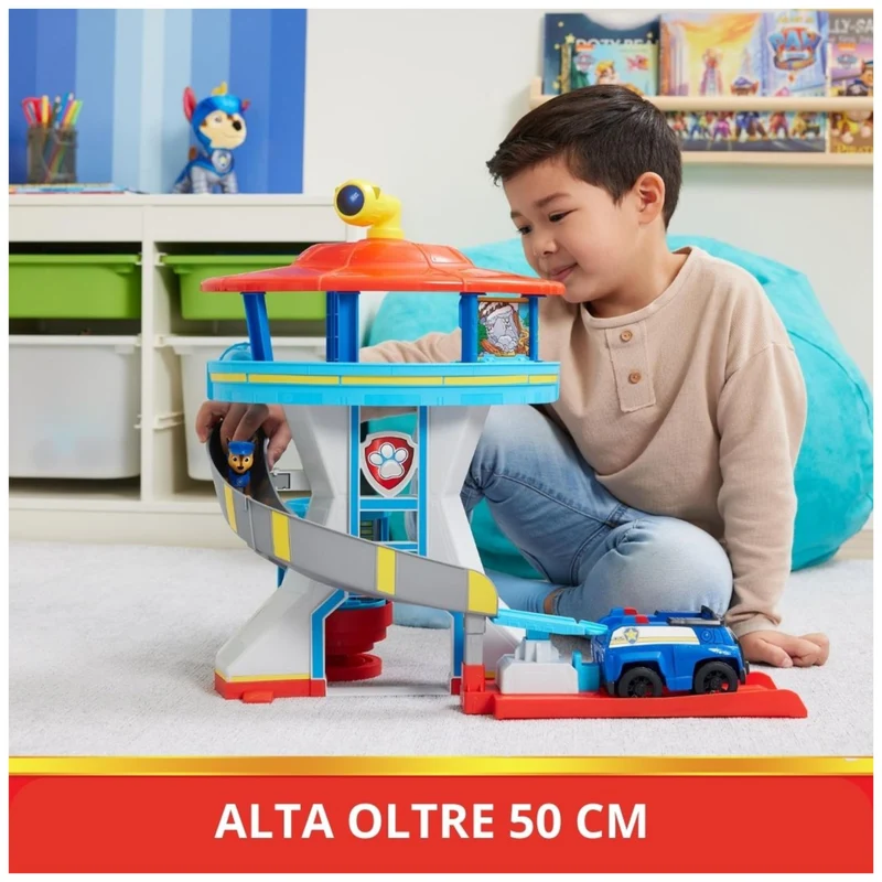 Paw Patrol, Quartier Generale, con Lanciatore per Veicoli, 2 Personaggi Paw Patrol, Veicolo della Polizia di Chase e Accessori, Giocattolo per Bambini e Bambine, 3+ anni