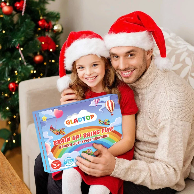 GLADTOP 52 Pezzi Costruzioni Magnetiche per Bambini, Giochi Bimbo 2 3 4 5 6 anni, Magneti Giocattoli Educativi Mattoncini