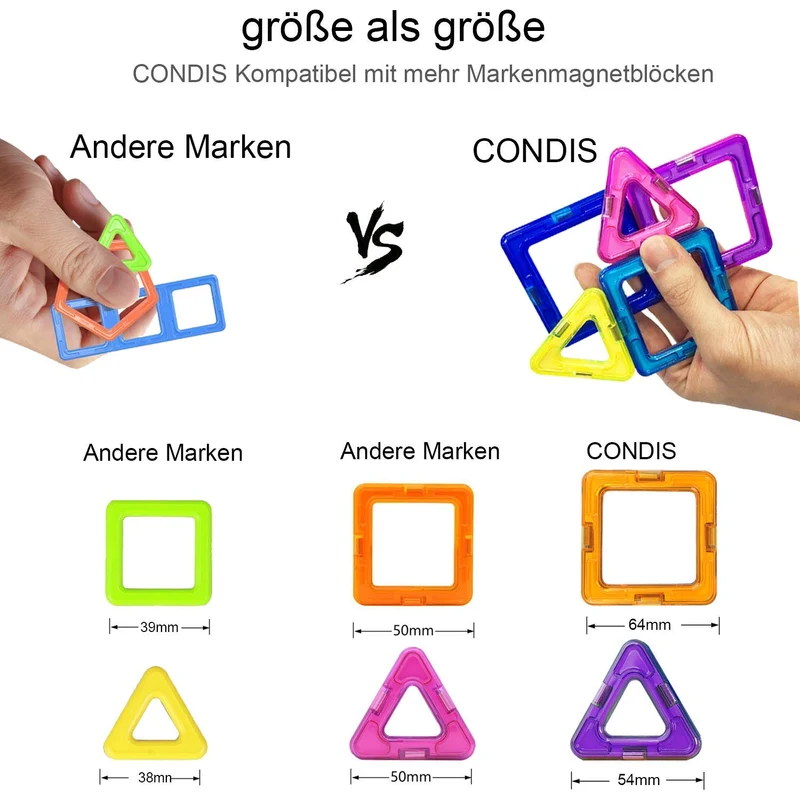 Condis Costruzioni Magnetiche Bambini 120 Pezzi, 3 - 8 anni Giocattoli con Calamite Educativi Regalo Montessori