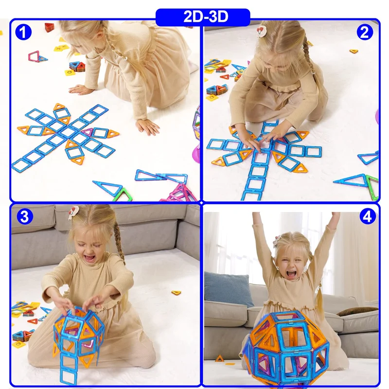 Condis Costruzioni Magnetiche Bambini 120 Pezzi, 3 - 8 anni Giocattoli con Calamite Educativi Regalo Montessori