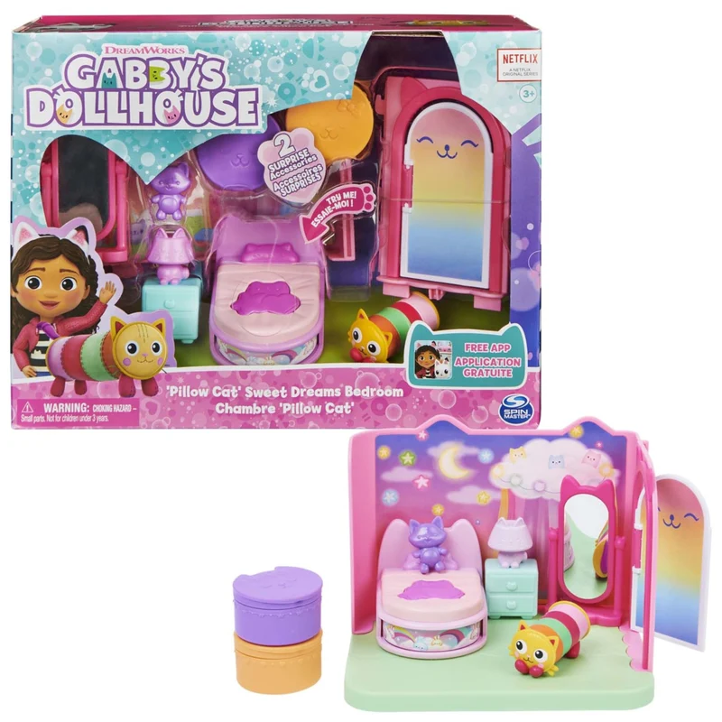 Gabby's Dollhouse, La camera da letto di Cuscigatta, mini playset stanze della casa, giochi per bambini dai 3 anni in su
