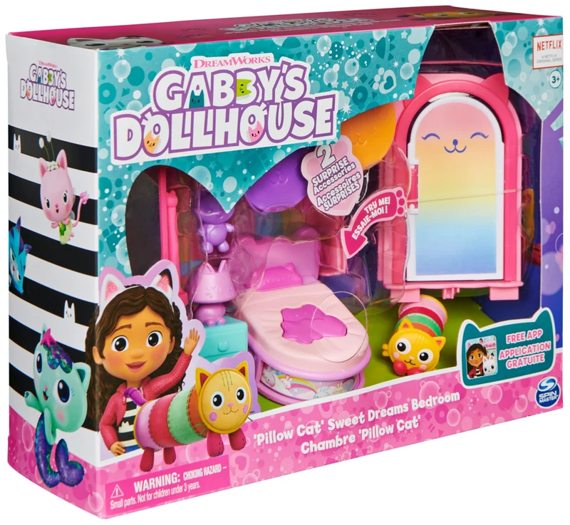 Gabby's Dollhouse, La camera da letto di Cuscigatta, mini playset stanze della casa, giochi per bambini dai 3 anni in su