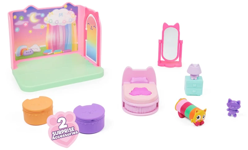 Gabby's Dollhouse, La camera da letto di Cuscigatta, mini playset stanze della casa, giochi per bambini dai 3 anni in su