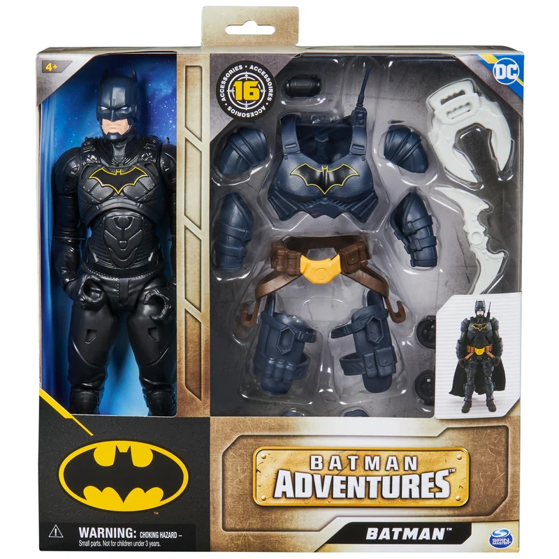 DC Comics, Action Figure Batman Adventures, Supereroe Giocattolo in Scala, Personaggio Alto 30 cm, con 16 Accessori e 17 Punti di Articolazione, Giochi per Bambini, 4+ Anni
