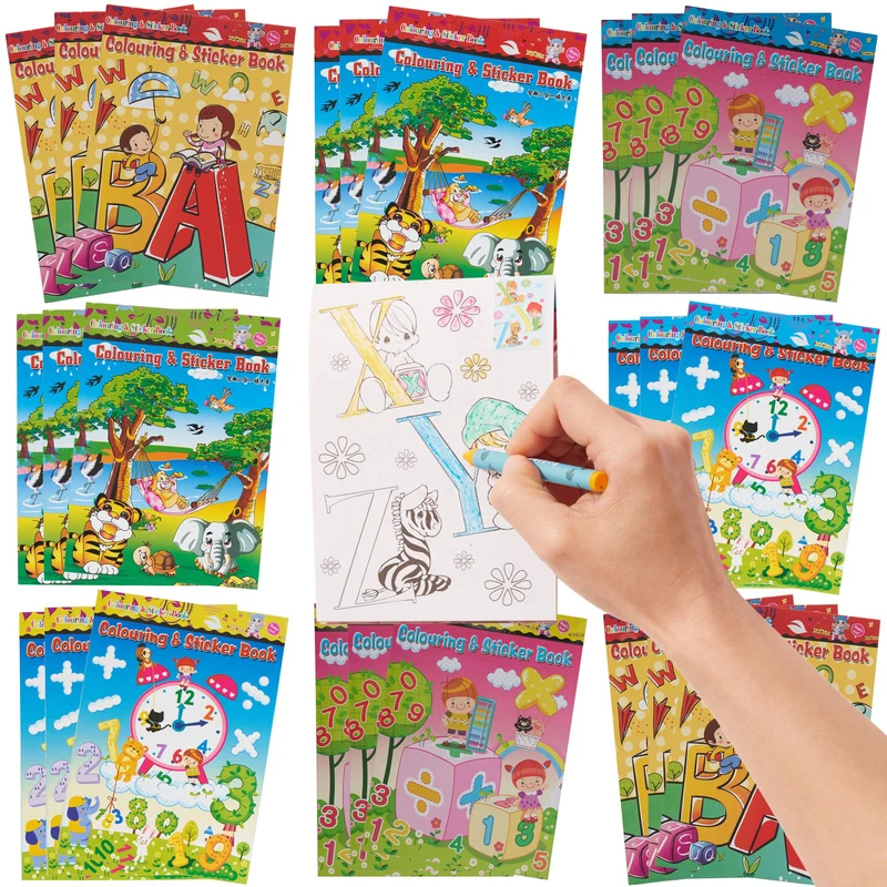 THE TWIDDLERS - 24 Mini Libri da Colorare con Adesivi per Bambini