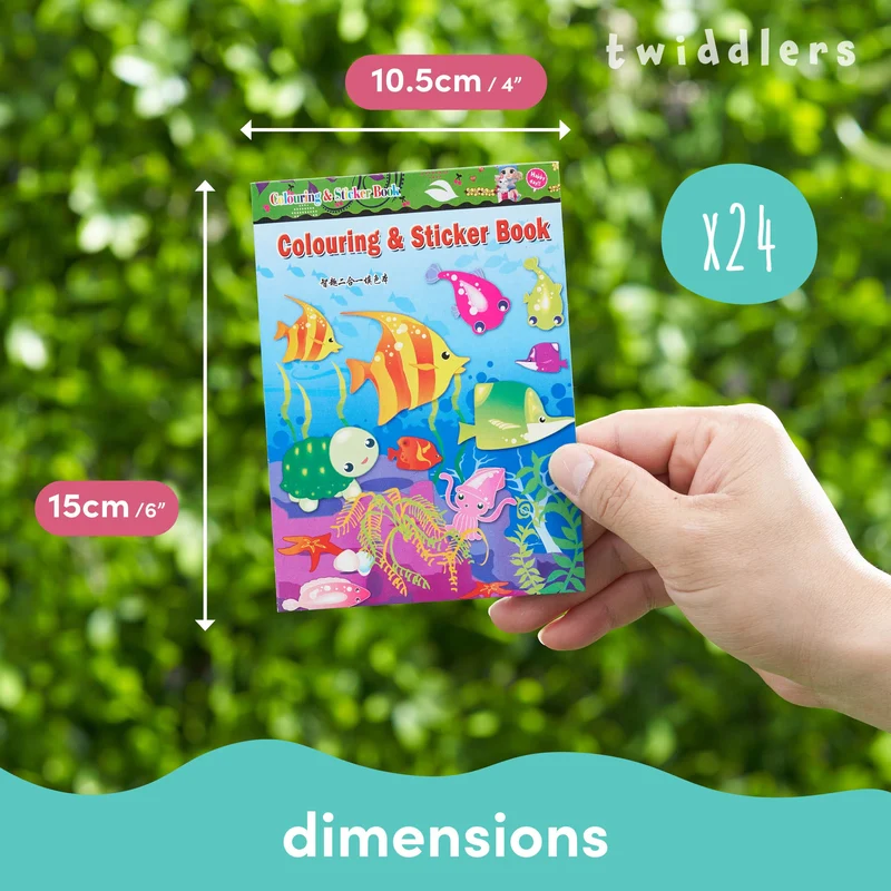 THE TWIDDLERS - 24 Mini Libri da Colorare con Adesivi per Bambini