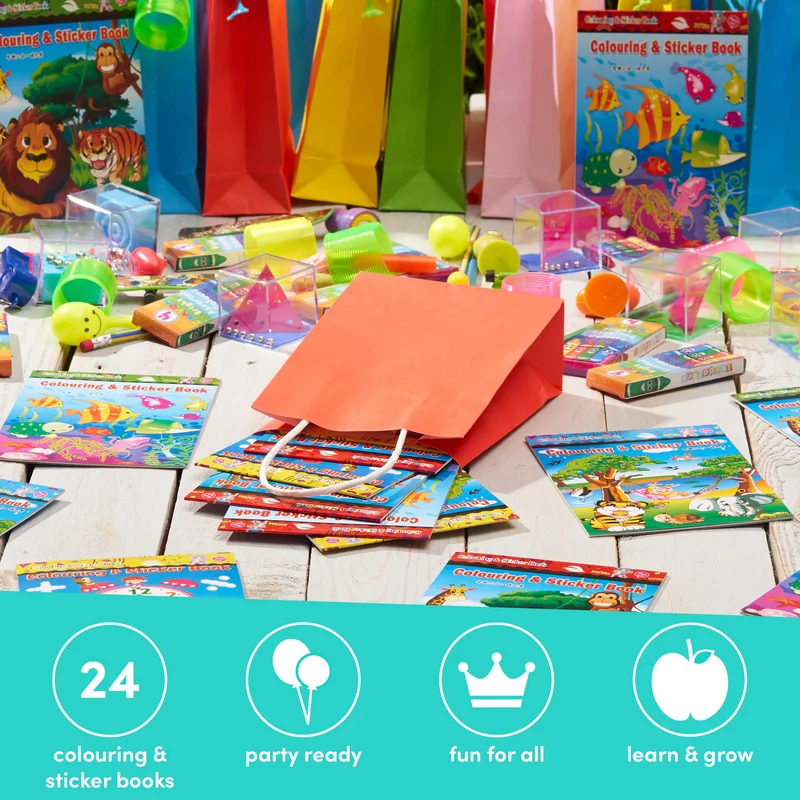 THE TWIDDLERS - 24 Mini Libri da Colorare con Adesivi per Bambini