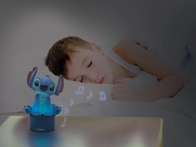 Lexibook, Disney Stitch, Notturna con Altoparlante, Cambiamento di Colore, Luce soffusa, Funzionamento a Batteria, Blu, NS01D