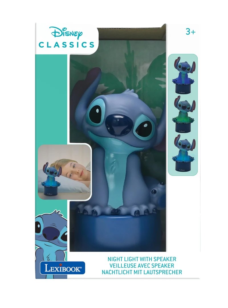 Lexibook, Disney Stitch, Notturna con Altoparlante, Cambiamento di Colore, Luce soffusa, Funzionamento a Batteria, Blu, NS01D
