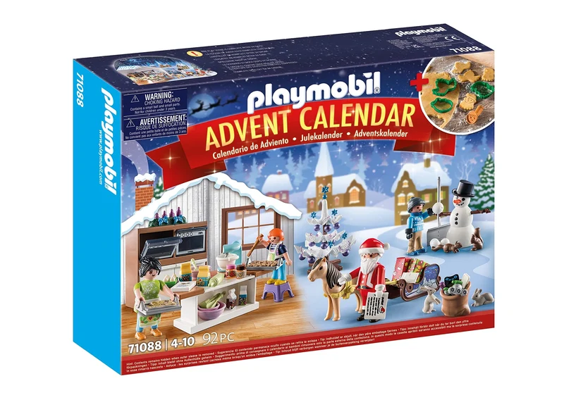 PLAYMOBIL Christmas 71088 Calendario dell'Avvento per Bambini, Pasticceria di Natale con Formine per i Biscotti, Include Pasticceria Giocattolo, Giocattolo per Bambini da 4 Anni in su