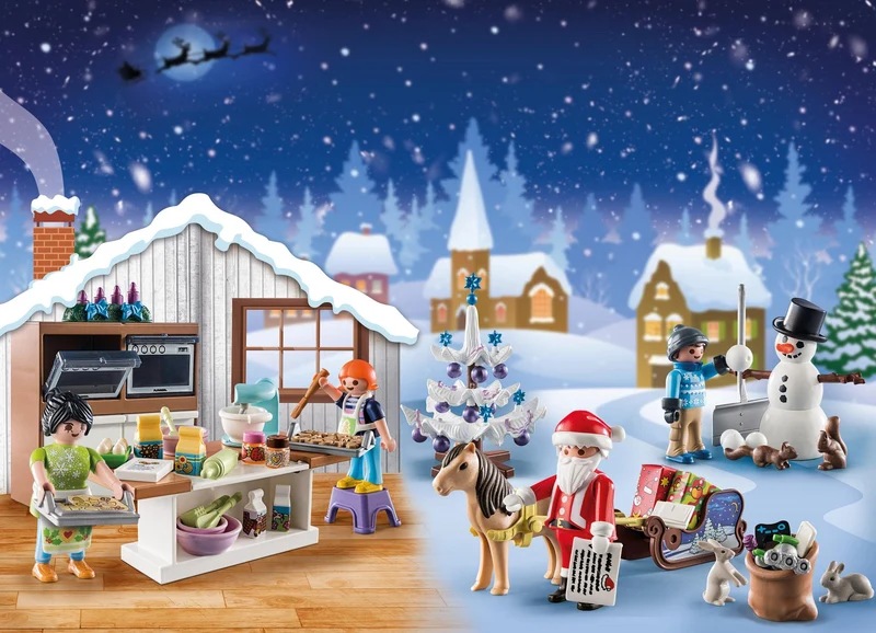 PLAYMOBIL Christmas 71088 Calendario dell'Avvento per Bambini, Pasticceria di Natale con Formine per i Biscotti, Include Pasticceria Giocattolo, Giocattolo per Bambini da 4 Anni in su
