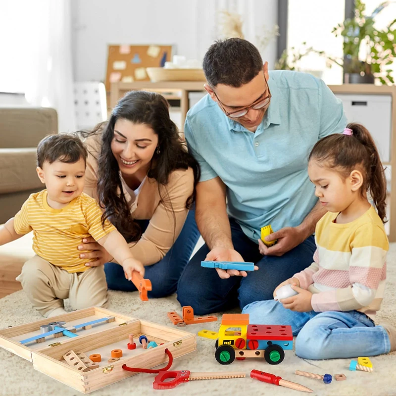 Vanplay Gioco Bambino 3 Anni Cassetta Attrezzi Bambini Giochi in Legno Attrezzi Giocattolo Giochi Educativi Giocattoli Bambino 3 4 5 Anni Regalo (53 Pezzi)