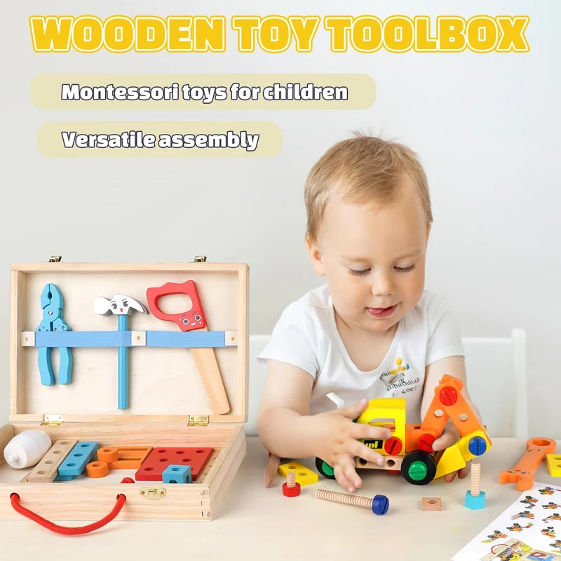 Vanplay Gioco Bambino 3 Anni Cassetta Attrezzi Bambini Giochi in Legno Attrezzi Giocattolo Giochi Educativi Giocattoli Bambino 3 4 5 Anni Regalo (53 Pezzi)
