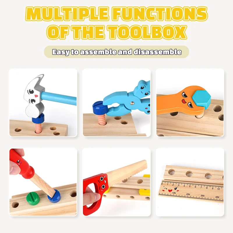 Vanplay Gioco Bambino 3 Anni Cassetta Attrezzi Bambini Giochi in Legno Attrezzi Giocattolo Giochi Educativi Giocattoli Bambino 3 4 5 Anni Regalo (53 Pezzi)