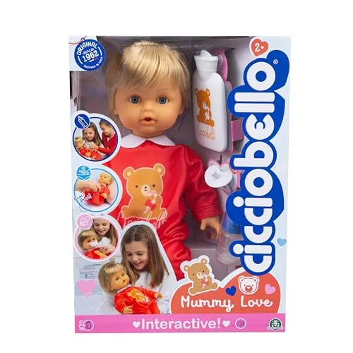 Cicciobello Mummy Love, Bambola Interattiva da 42 cm con Funzioni Realistiche di Coliche e Fame, Giochi Bambini 2 anni, Accessori Inclusi, Ciuccio, Biberon e Borsa dell'Acqua Calda