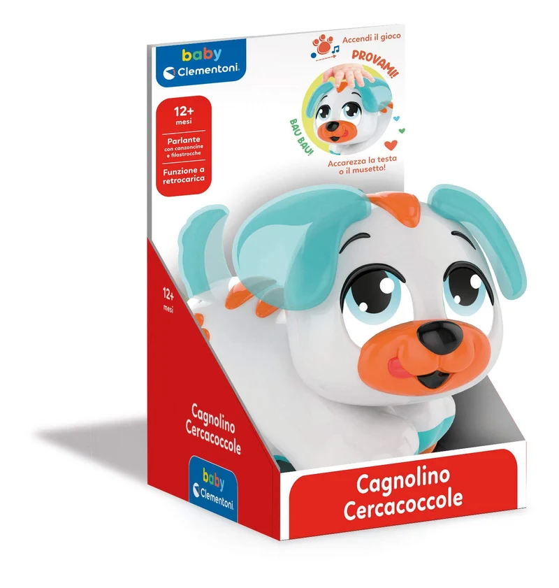 Clementoni Baby Cagnolino Cercacoccole, Gioco Interattivo Musicale per Bambini 12+ Mesi, Centro attività Prima Infanzia, Cane da Accarezzare per Riprodurre Canzoni e Filastrocche, 17450