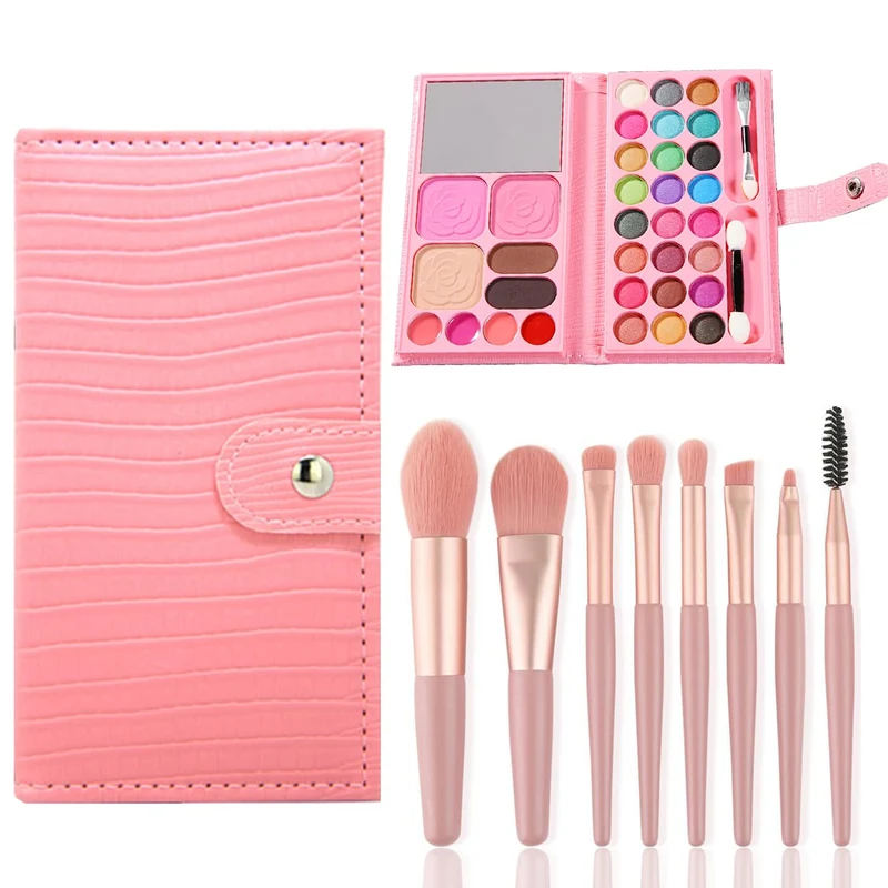 AYNKH Set di trucchi per ragazze, 33 colori, giocattoli per il trucco per bambini, atossici, con 8 pennelli lavabili, spettacoli teatrali, Halloween, feste di compleanno, set di bellezza regalo