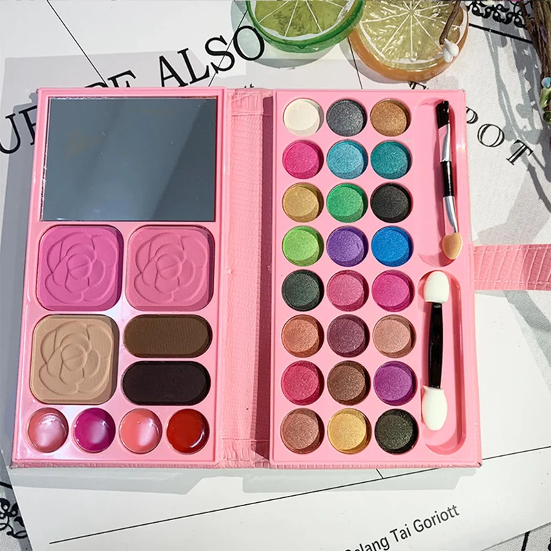AYNKH Set di trucchi per ragazze, 33 colori, giocattoli per il trucco per bambini, atossici, con 8 pennelli lavabili, spettacoli teatrali, Halloween, feste di compleanno, set di bellezza regalo