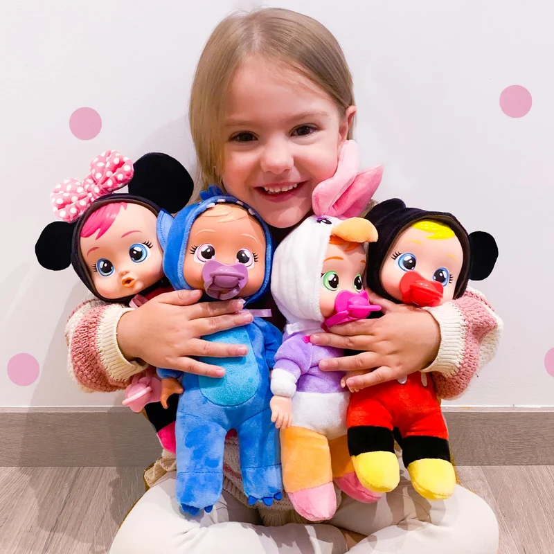 Cry Babies Tiny Cuddles Disney Minnie, Bambola di Peluche ispirata a Minnie Mouse della Disney, che Piange Lacrime Vere, Giocattolo Regalo per Bambini e Bambine dai 18 Mesi in su