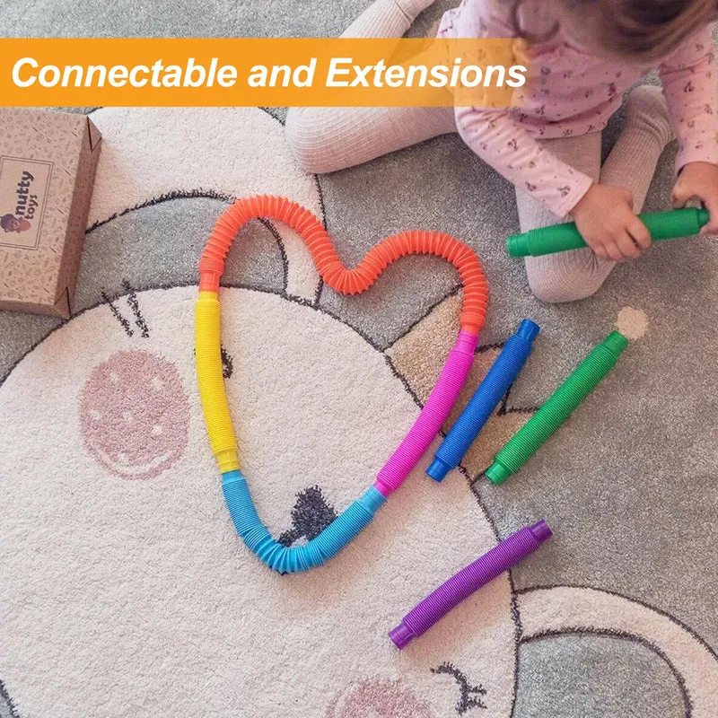 Newpop 24 pezzi tubi gioco per bambini, Colorati pop tube, pop tubes, tubi allungabili gioco, giocattoli sensoriali Adatti a bambini, ragazzi e adulti