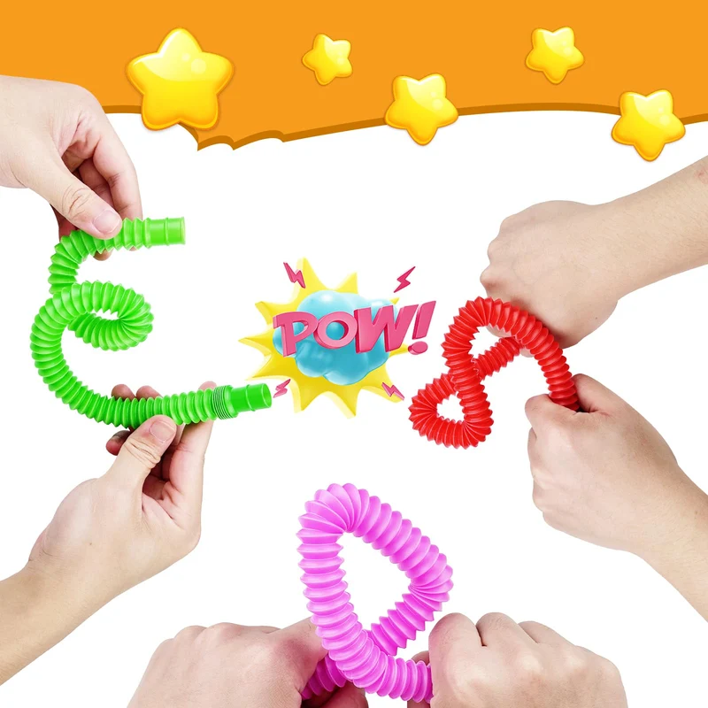 Newpop 24 pezzi tubi gioco per bambini, Colorati pop tube, pop tubes, tubi allungabili gioco, giocattoli sensoriali Adatti a bambini, ragazzi e adulti