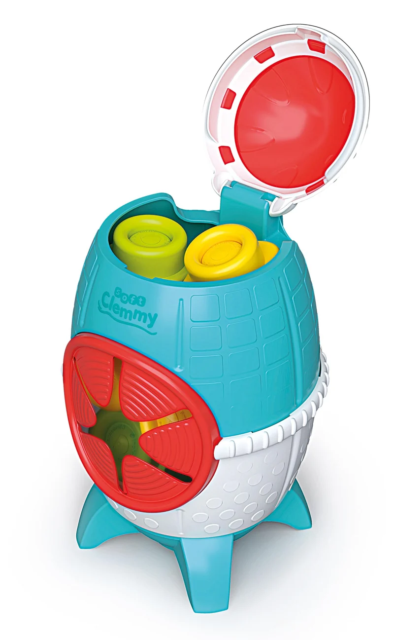 Clementoni - 17806 - Soft Clemmy - Touch, Explore And Play Sensory Rocket, Razzo con Mattoncini Morbidi e Personaggio, Set Costruzioni Prima Infanzia Multilingua per Bambini 6 Mesi, Made in Italy