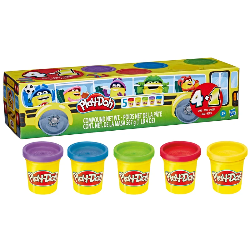Play-Doh Hasbro, Torna a Scuola, Giochi per Bambini da 2 Anni in su, Confezione da 5 vasetti da 112 g di Pasta modellabile atossica, Giocattolo per Le attività artistiche e manuali