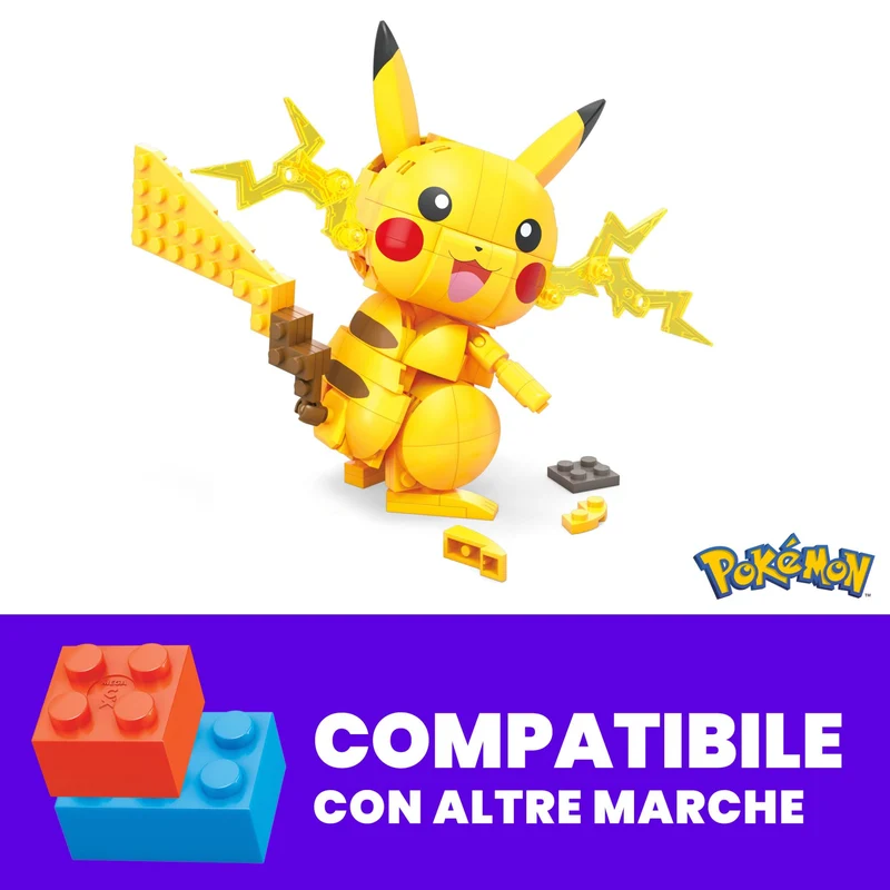Mega Pokémon - Pikachu, Personaggio da Costruire con 211 mattoncini, Alto 10+ cm e con Dettagli Elettro sulle guance, da Collezionare ed esporre, Giocattolo per Bambini, 7+ Anni, GMD31