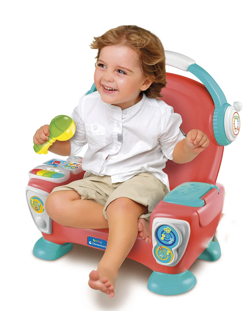 Baby Clementoni - Poltroncina Canta Suona e Balla, Poltrona Interattiva Parlante Bambini 12-36 Mesi, Gioco Educativo con Luci e Canzoni, Stimola Sviluppo Cognitivo e Motorio, Lingua Italiana, 17754