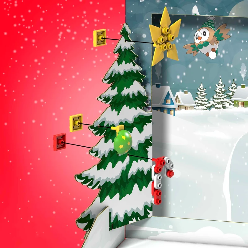 MEGA Pokémon - Calendario dell'Avvento, 24 sorprese natalizie a tema Pokémon da scoprire, include 2 Pokémon snodati da costruire, Pikachu e Piplup, giocattolo per bambini, 6+ anni, GYG99
