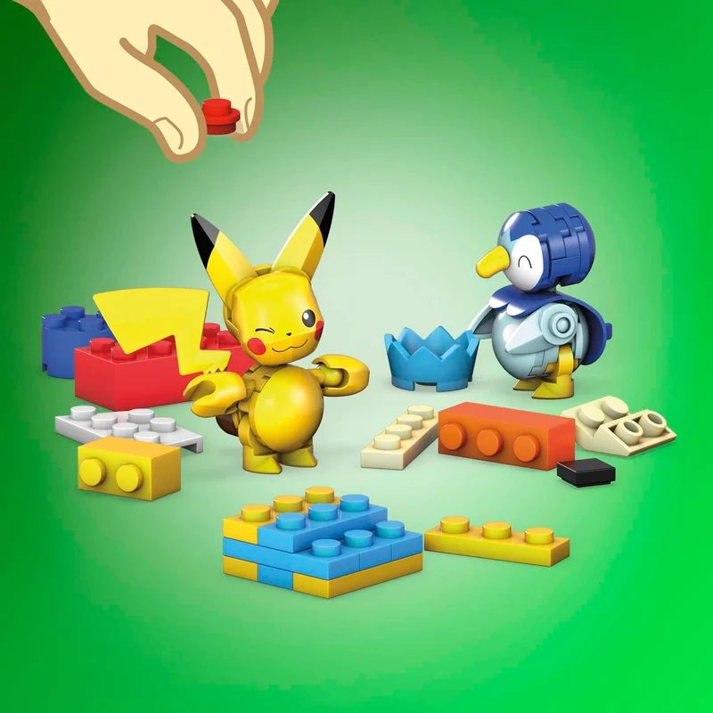 MEGA Pokémon - Calendario dell'Avvento, 24 sorprese natalizie a tema Pokémon da scoprire, include 2 Pokémon snodati da costruire, Pikachu e Piplup, giocattolo per bambini, 6+ anni, GYG99