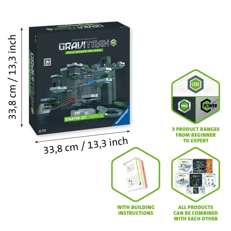 Ravensburger - GraviTrax PRO Starter Set Vertical, Starter Kit, Pista di Biglie, Gioco Interattivo ed Educativo STEM, per Bambini 8+ Anni e Adulti, Compatibile con tutti i GraviTrax