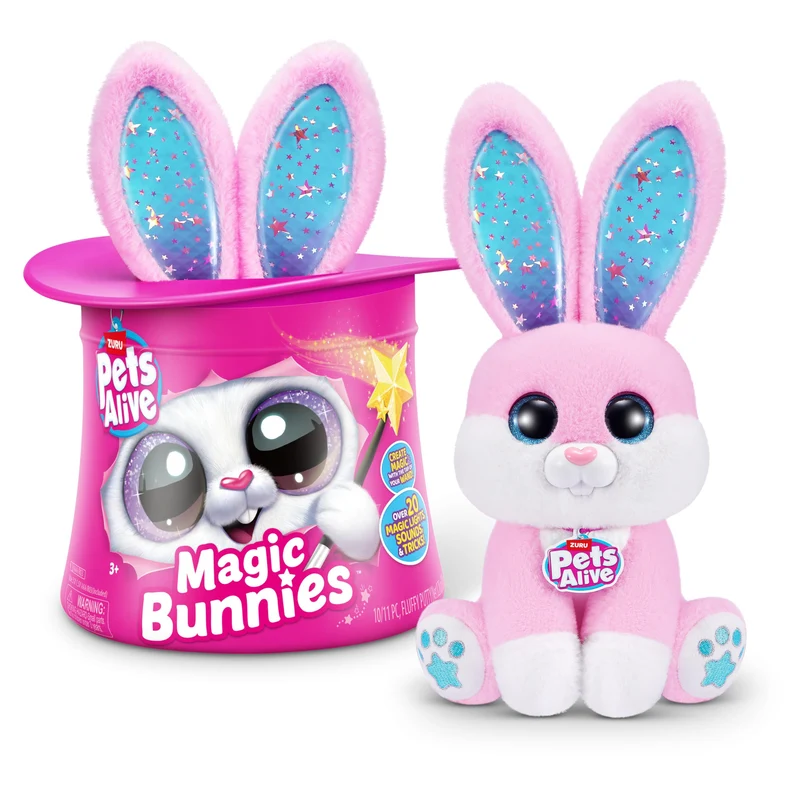 Pets Alive Magic Bunnies di ZURU Peluche magico elettronico e interattivo a sorpresa (Pink Bunny)