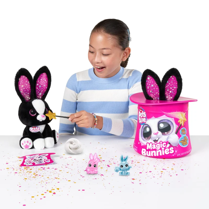 Pets Alive Magic Bunnies di ZURU Peluche magico elettronico e interattivo a sorpresa (Pink Bunny)