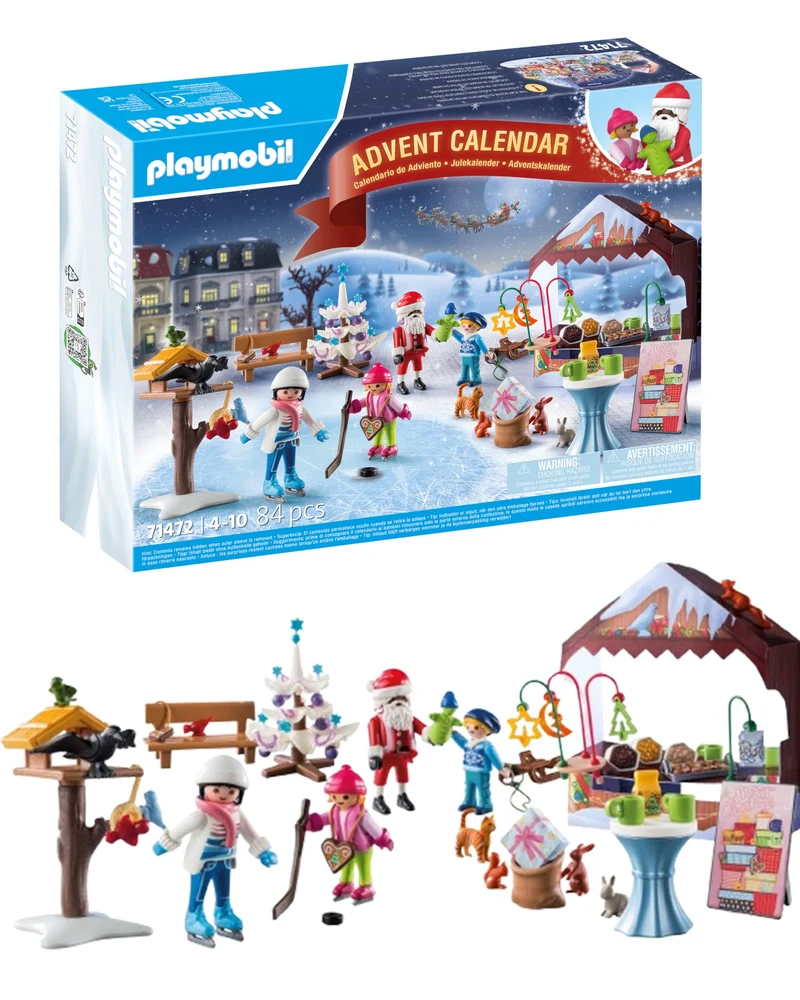 PLAYMOBIL Christmas 71472 Calendario dell'Avvento: Mercatini di Natale, 24 entusiasmanti sorprese, tra cui quattro personaggi, Calendario dell'Avvento 2024, giocattolo per bambini dai 4 anni in su