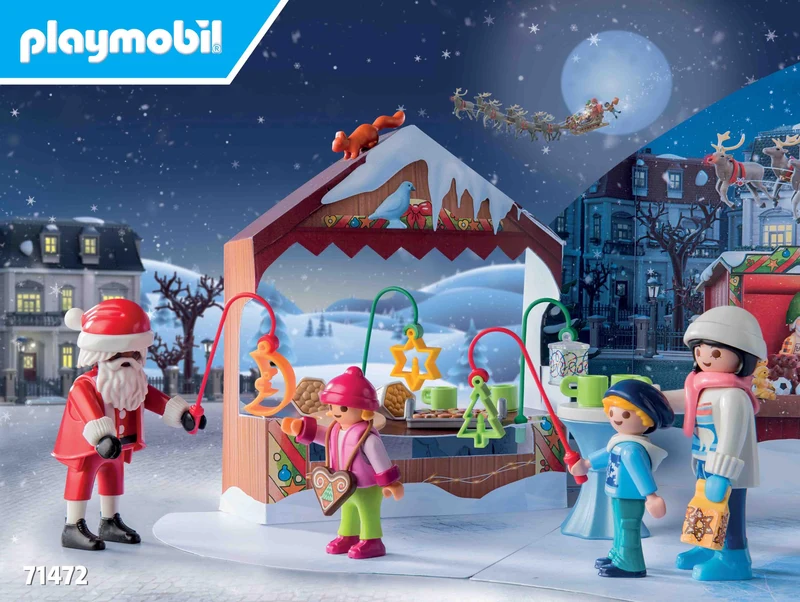 PLAYMOBIL Christmas 71472 Calendario dell'Avvento: Mercatini di Natale, 24 entusiasmanti sorprese, tra cui quattro personaggi, Calendario dell'Avvento 2024, giocattolo per bambini dai 4 anni in su