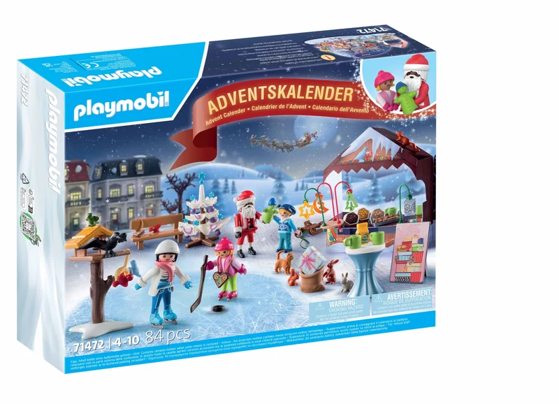 PLAYMOBIL Christmas 71472 Calendario dell'Avvento: Mercatini di Natale, 24 entusiasmanti sorprese, tra cui quattro personaggi, Calendario dell'Avvento 2024, giocattolo per bambini dai 4 anni in su