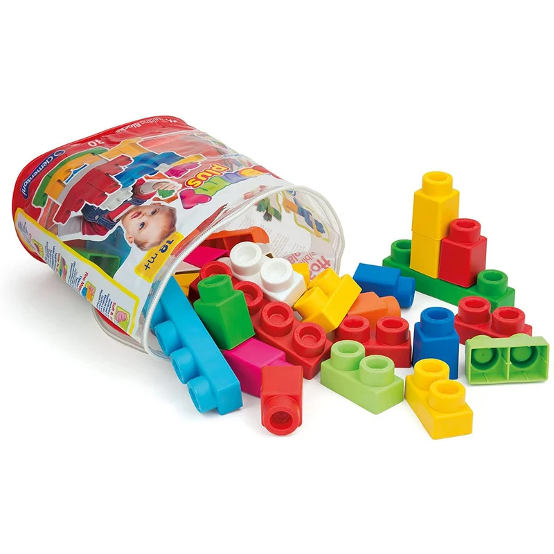 Clementoni Clemmy Plus - 60 Mattoncini per Costruzioni, Gioco Prima Infanzia Made in Italy, Bambini 18-36 Mesi, 100% Igienici e Lavabili, per Sviluppare Manualità, Percezione Visiva e Fantasia, 14880