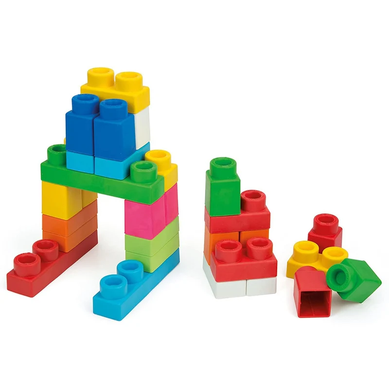 Clementoni Clemmy Plus - 60 Mattoncini per Costruzioni, Gioco Prima Infanzia Made in Italy, Bambini 18-36 Mesi, 100% Igienici e Lavabili, per Sviluppare Manualità, Percezione Visiva e Fantasia, 14880