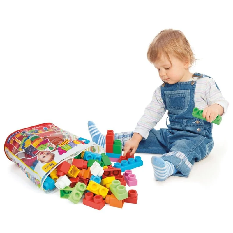 Clementoni Clemmy Plus - 60 Mattoncini per Costruzioni, Gioco Prima Infanzia Made in Italy, Bambini 18-36 Mesi, 100% Igienici e Lavabili, per Sviluppare Manualità, Percezione Visiva e Fantasia, 14880