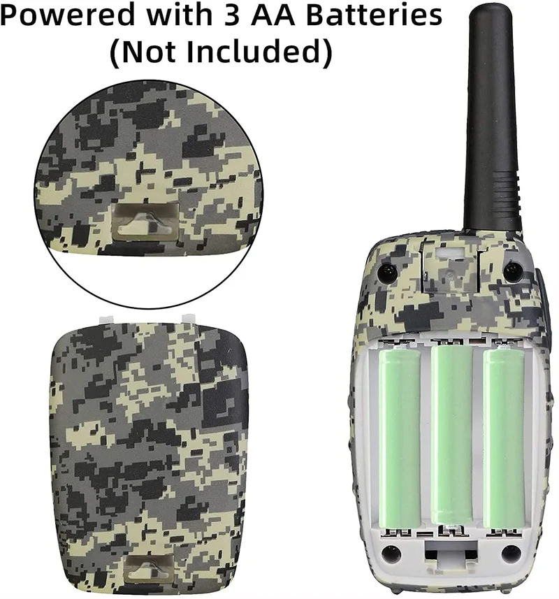 Retevis RT628 Walkie Talkie per Bambini, a Lungo Raggio 8CH per Bambini di 3-12 Anni, Regali Giocattolo per Avventure all'Aperto in Campeggio (1 Paio, Mimetico)