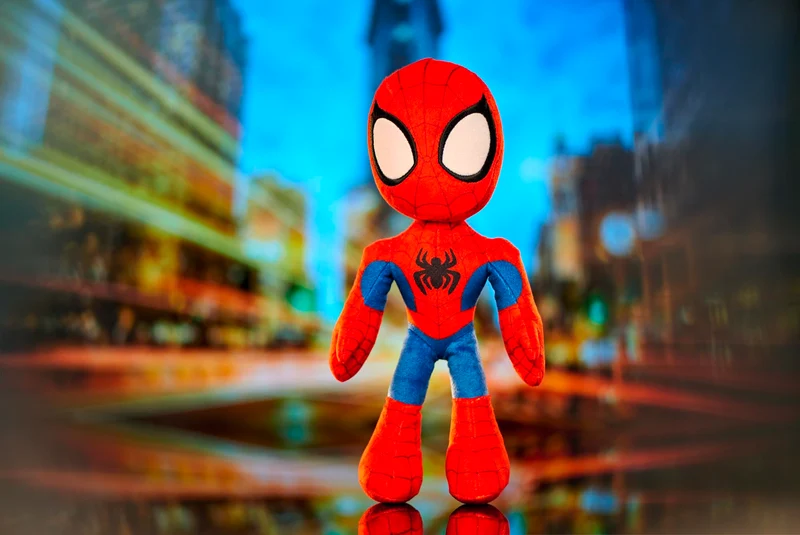 Simba - Disney Plush Marvel Spidey, 6315875810X12, +0 mesi, altezza 25 cm, in morbido tessuro, occhi che brillano al buio
