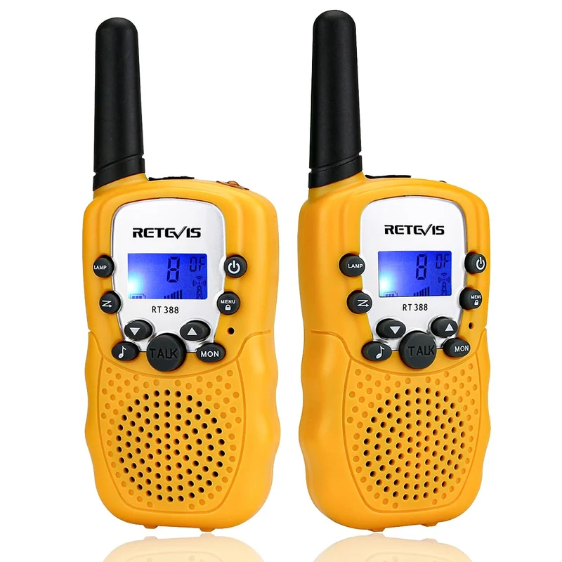 Retevis RT388 Walkie Talkie Bambini, Giocattoli Bambini con Serratura a Chiave VOX a Lungo Raggio Compleanni e Vacanze, 3-12 Ragazzi per Attività Esterna e Interna (1 Paio, Giallo)