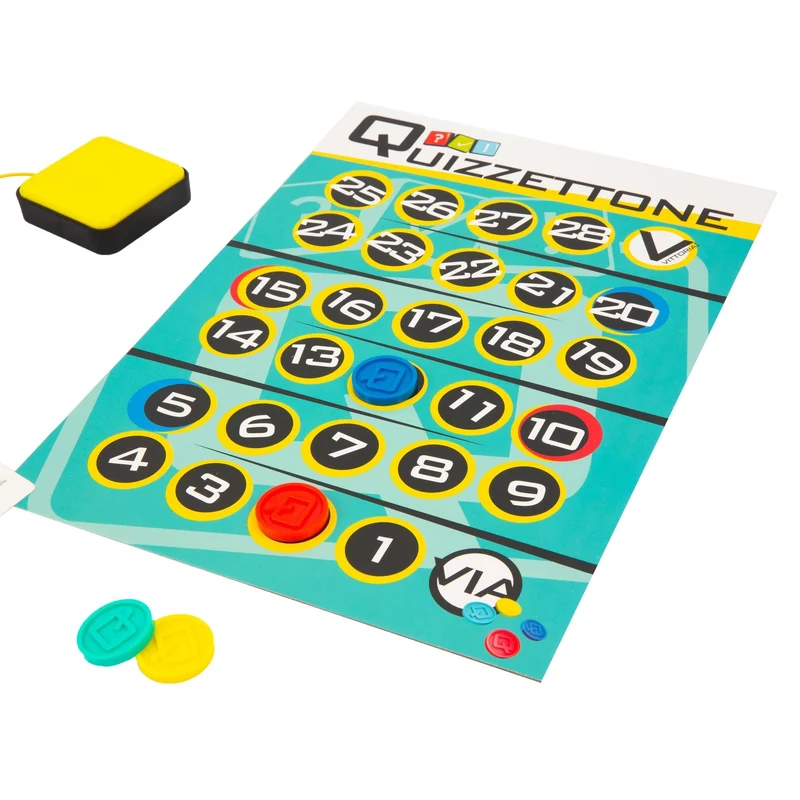 Giochi Preziosi Quizzettone, Gioco da Tavolo Interattivo con Console LED, Carte Multilivello e Pedine, Gioco in Scatola per Tutta la Famiglia e Amici con 200 Carte, 1600 domande e 4 Difficoltà