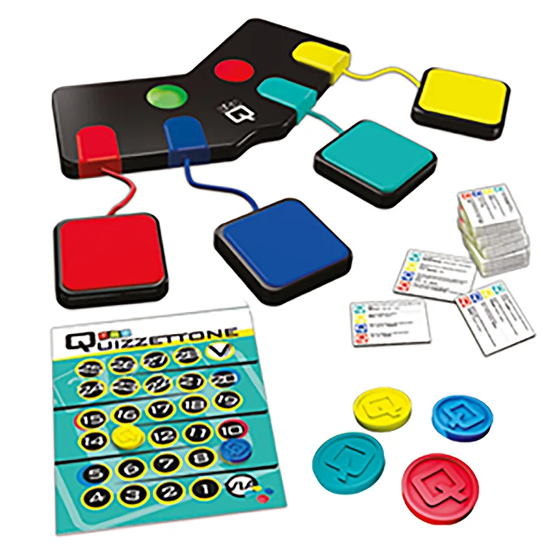 Giochi Preziosi Quizzettone, Gioco da Tavolo Interattivo con Console LED, Carte Multilivello e Pedine, Gioco in Scatola per Tutta la Famiglia e Amici con 200 Carte, 1600 domande e 4 Difficoltà