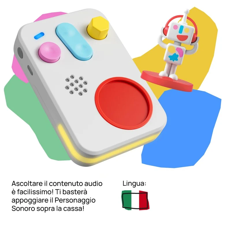 FABA+ Raccontastorie interattivo per bambini con contenuti audio da 0 a 10 anni, Cassa audio con Personaggio Sonoro Faba•Me, Luce notturna, Routine nanna, Gioco educativo musicale, Versione Italiana