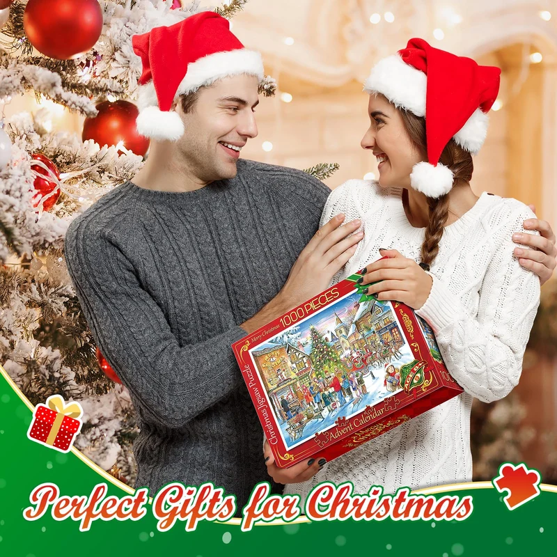 HappyKidsClub Calendario Avvento 2024, Puzzle 1000 Pezzi Regali Natale 2024 Calendario Avvento Uomo Idee Regalo Natale Calendario dell Avvento 2024 Puzzle Adulti Calendario Avvento Adulti