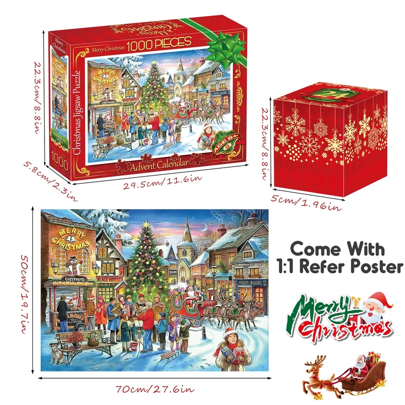 HappyKidsClub Calendario Avvento 2024, Puzzle 1000 Pezzi Regali Natale 2024 Calendario Avvento Uomo Idee Regalo Natale Calendario dell Avvento 2024 Puzzle Adulti Calendario Avvento Adulti