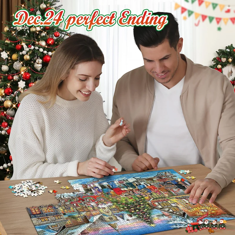 HappyKidsClub Calendario Avvento 2024, Puzzle 1000 Pezzi Regali Natale 2024 Calendario Avvento Uomo Idee Regalo Natale Calendario dell Avvento 2024 Puzzle Adulti Calendario Avvento Adulti